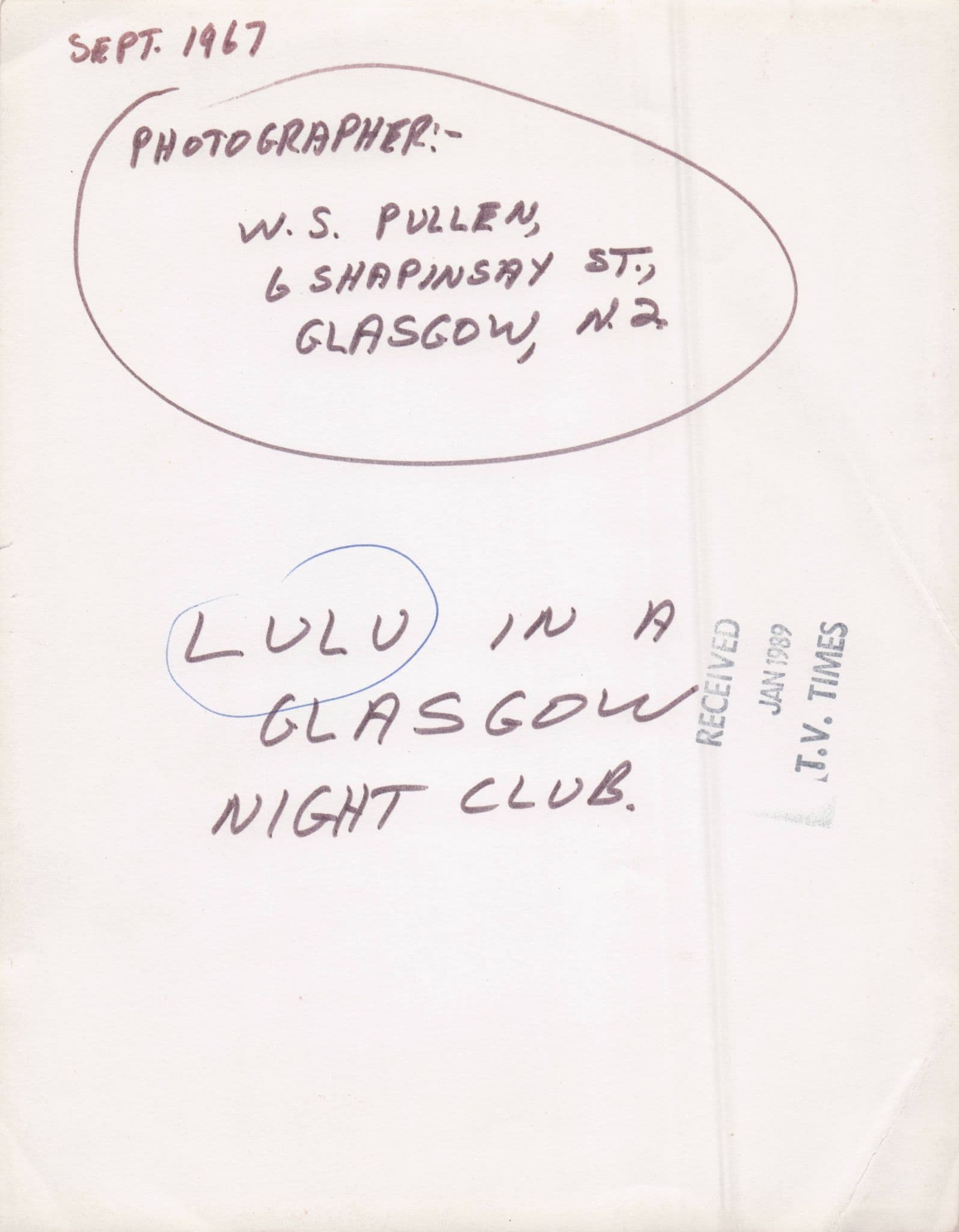 Lulu Singing Glasgow Scottish Nightclub in 1967 Vintage Rare Press Photo