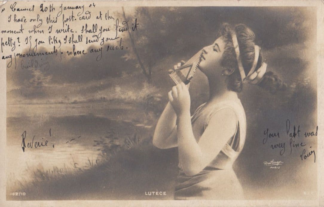 Lutece Antique Goddess Type Woman With Musical Mouthpiece Instrument Postcard