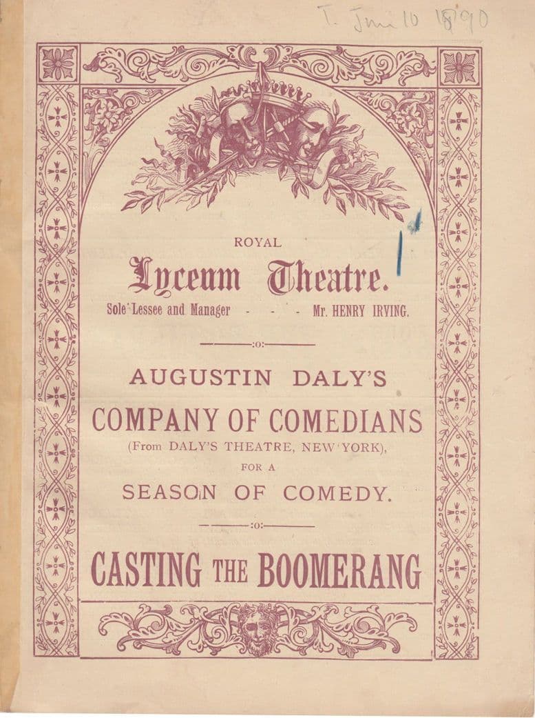 Lyceum Theatre London Victorian Night Of Comedy Comedians Old Theatre Programme