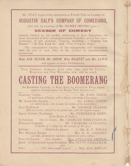 Lyceum Theatre London Victorian Night Of Comedy Comedians Old Theatre Programme