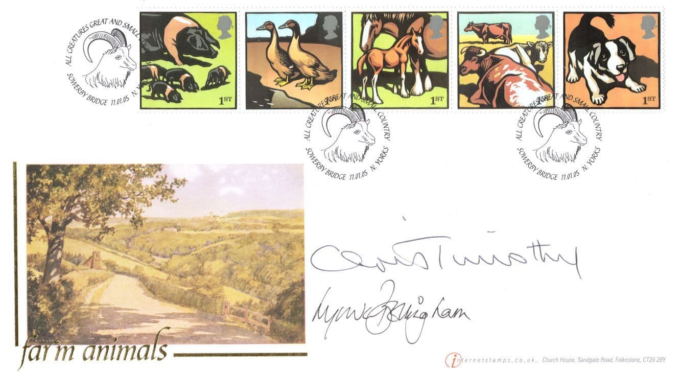 Lynda Bellingham & Christopher Timothy Farm Animals LTD TO 130 Hand Signed FDC