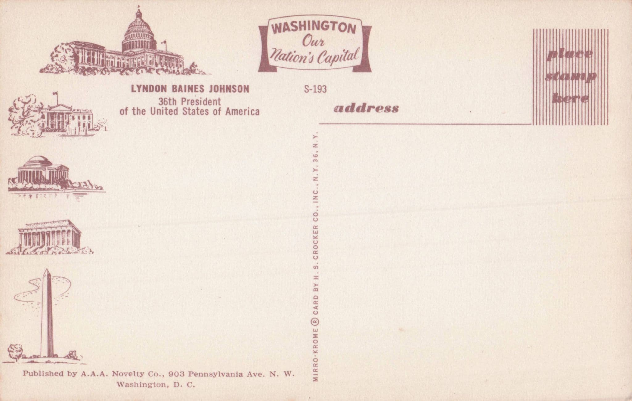 Lyndon Baines Johnson USA President Photo Postcard