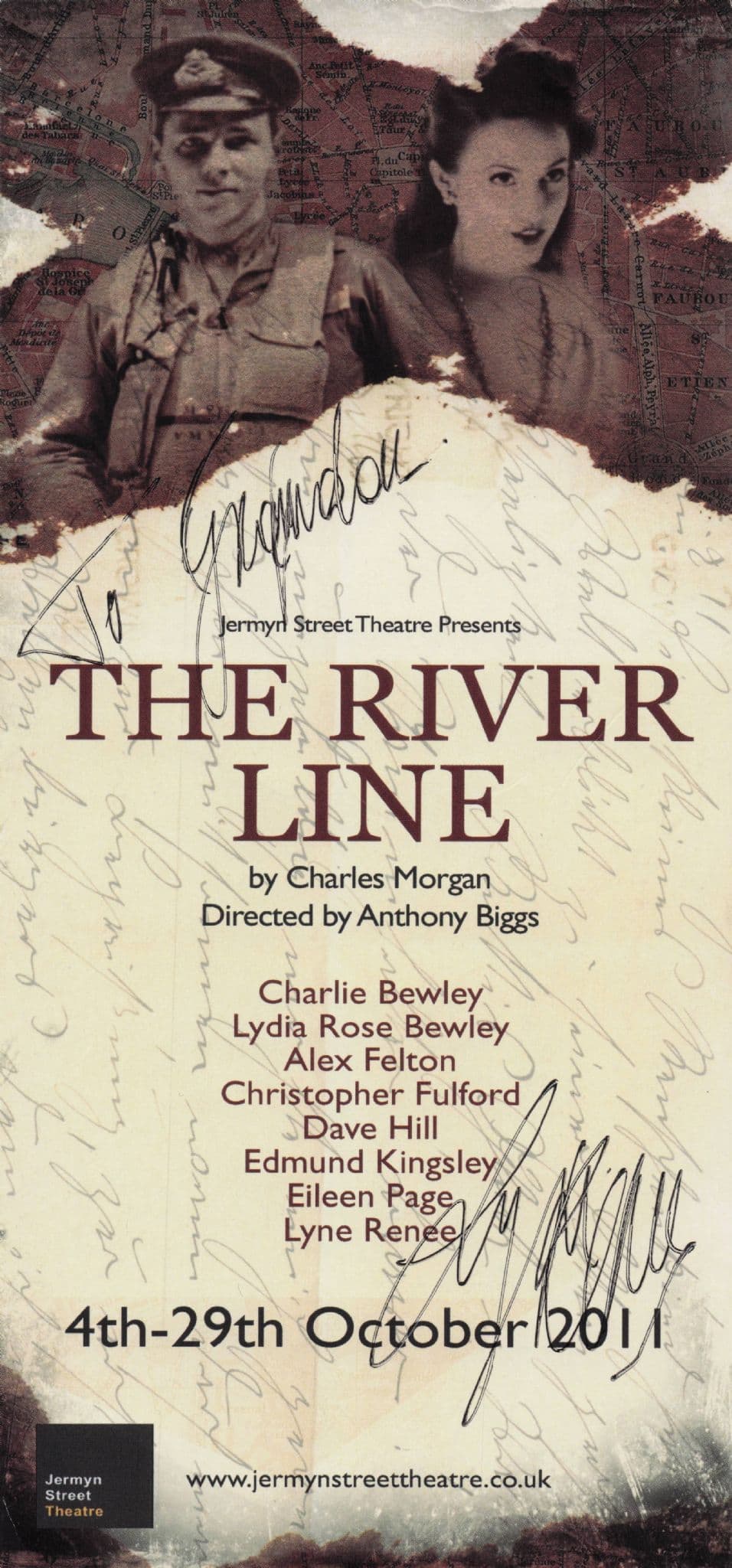 Lyne Renee of Motherland The River Line Hand Signed Theatre Flyer