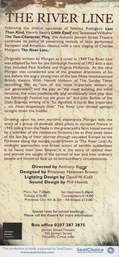 Lyne Renee of Motherland The River Line Hand Signed Theatre Flyer