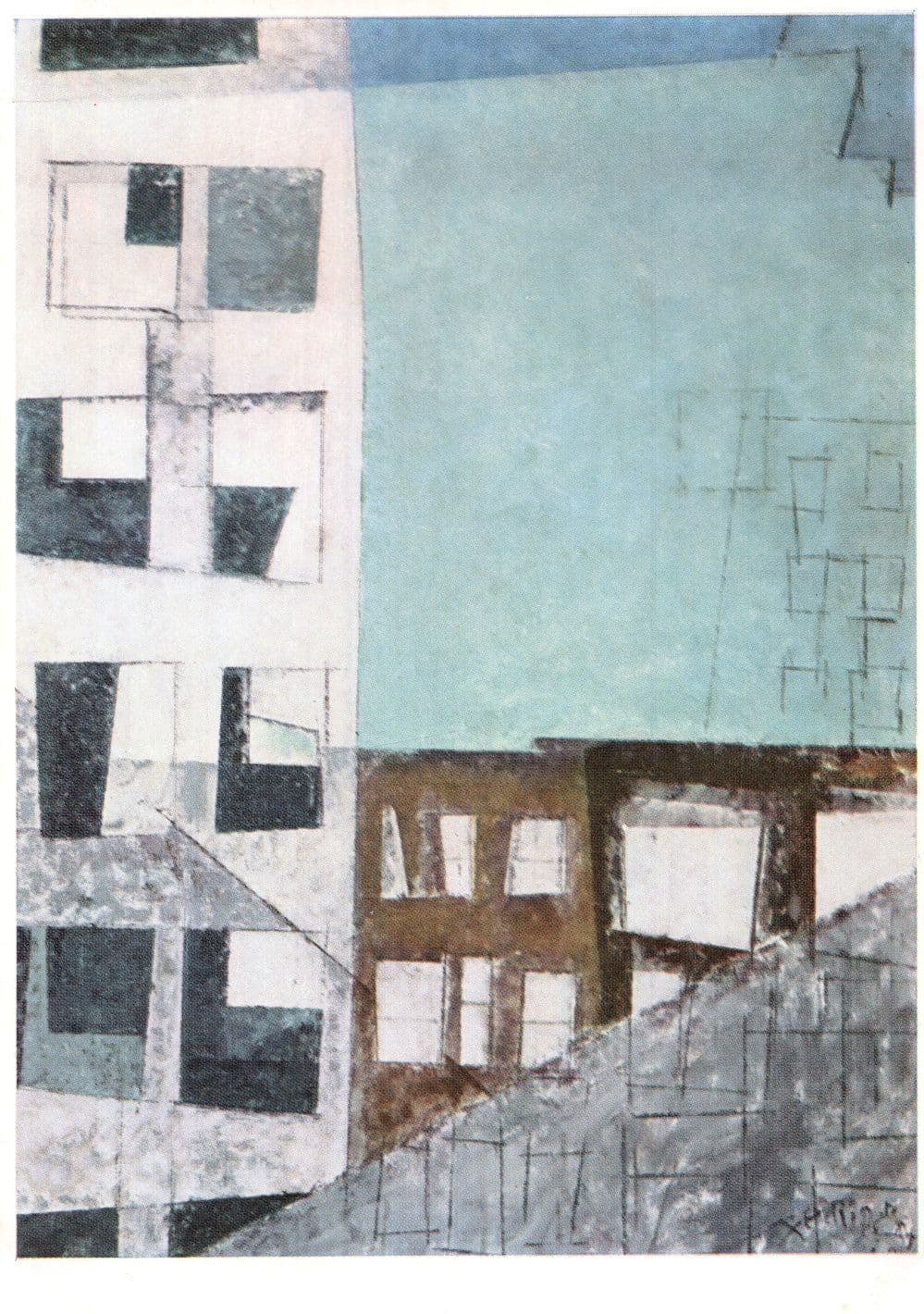 Lyonel Feininger Hauser In New York Painting Postcard