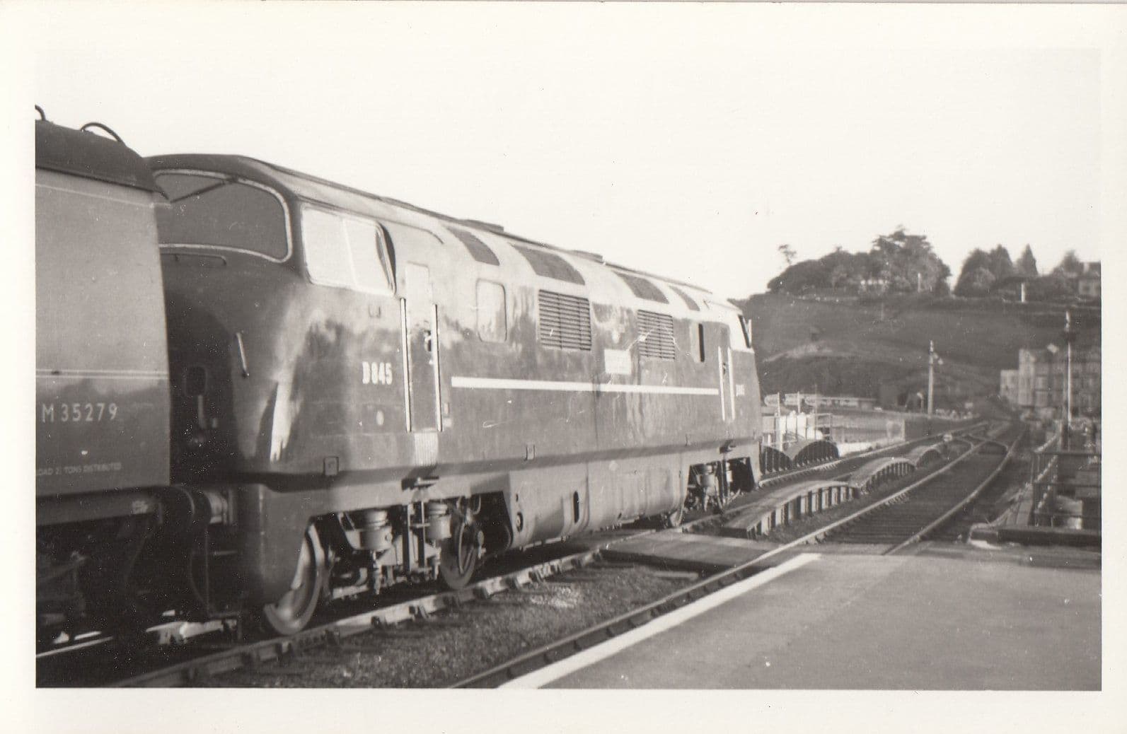 M35279 Train At Unidentified Station Vintage Railway Photo