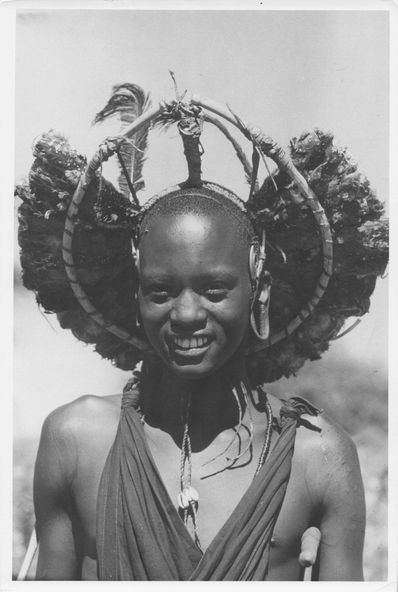 Maasai Man Bird Carcass Headdress Official Large 10x8 Vintage African Photo