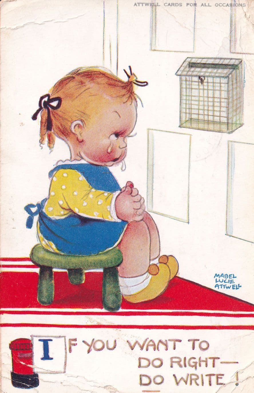 Mabel Lucie Attwell If You Wont To Do Right Write Comic Postcard