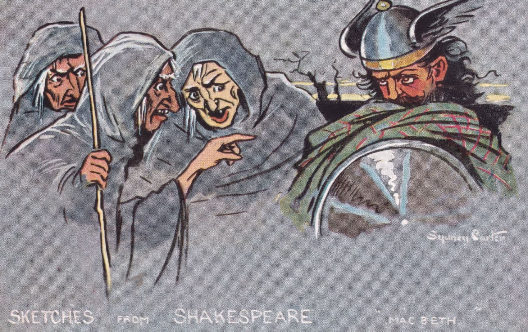 Macbeth Sketches From Shakespeare Antique Comic Humour Postcard