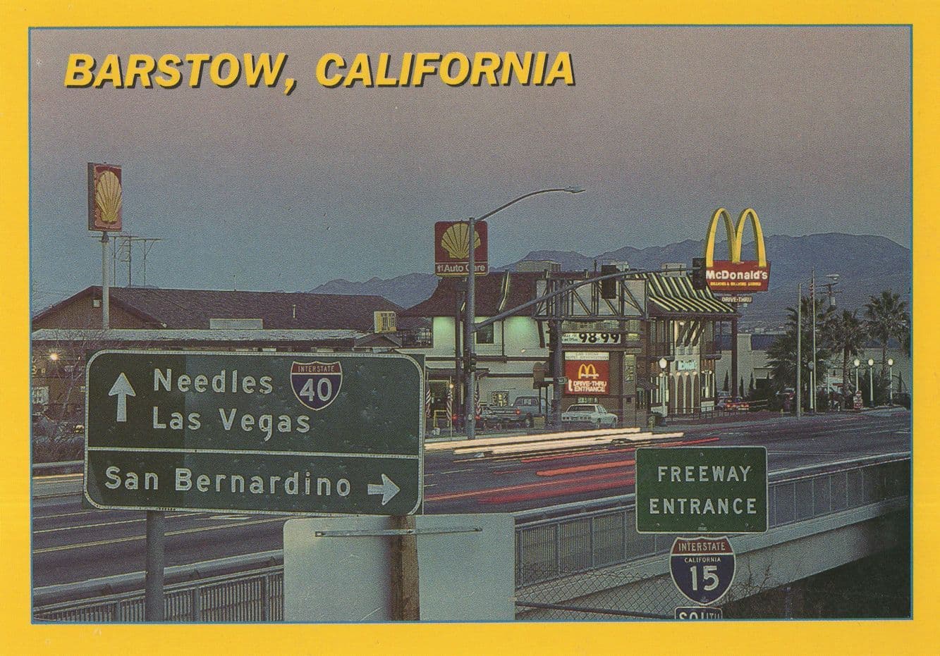 Macdonalds Restaurant at Night Barstow California USA Postcard