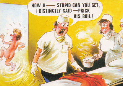 Mad Doctor Hospital Nurse Prick Mans Boil Bamforth Comic Postcard