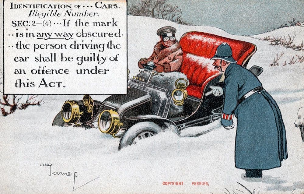 Mad Motorist With Biggles Glasses Policeman Arrest Old Comic Postcard