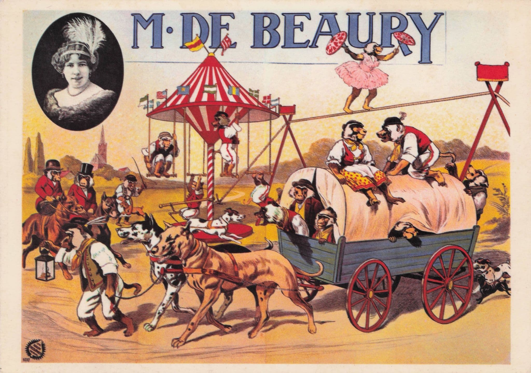 Madame De Beaury WW1 French Animal Circus 1915 Poster Postcard
