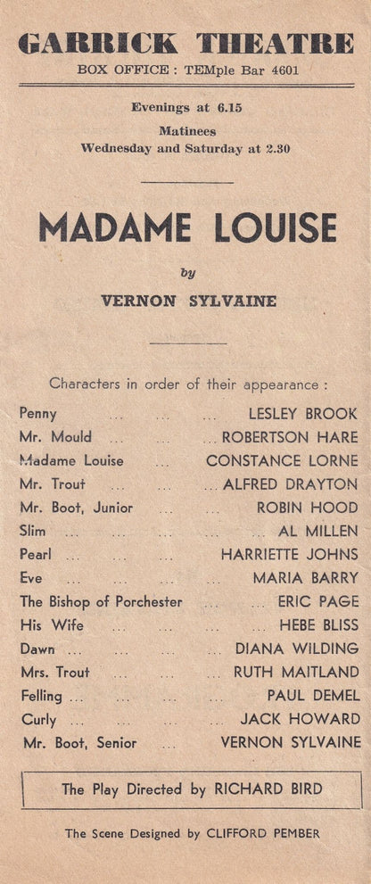 Madame Louise Alfred Drayton Robertson Hare Drama Theatre Programme