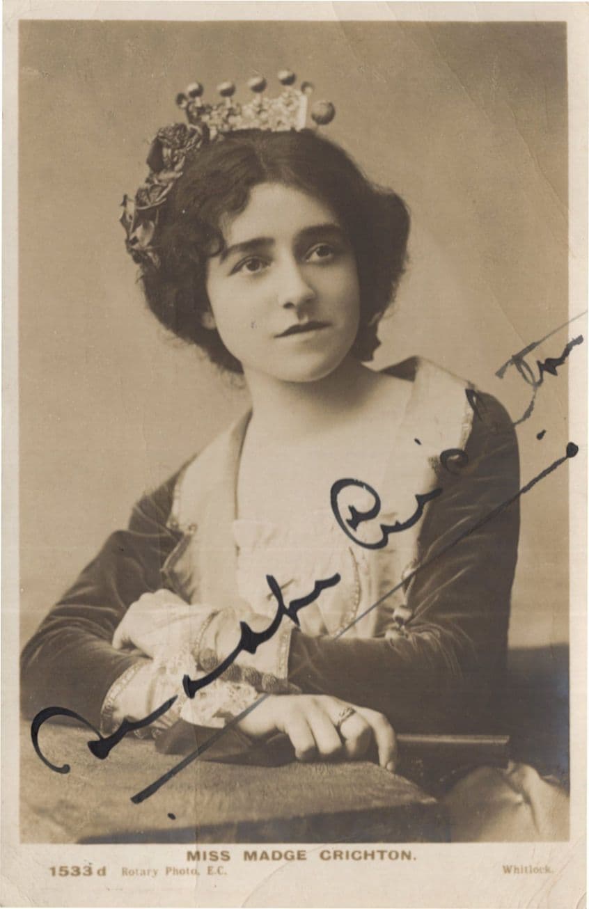 Madge Crichton Actress Antique Hand Signed Photo Postcard