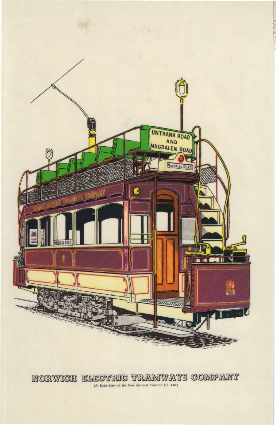 Magdelen Street Unthank Road Norwich Antique Bus Transport Postcard