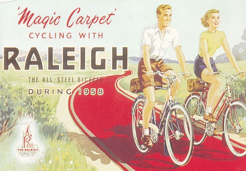 Magic Carpet Cycling With Raleigh Bicycle Advertising Postcard