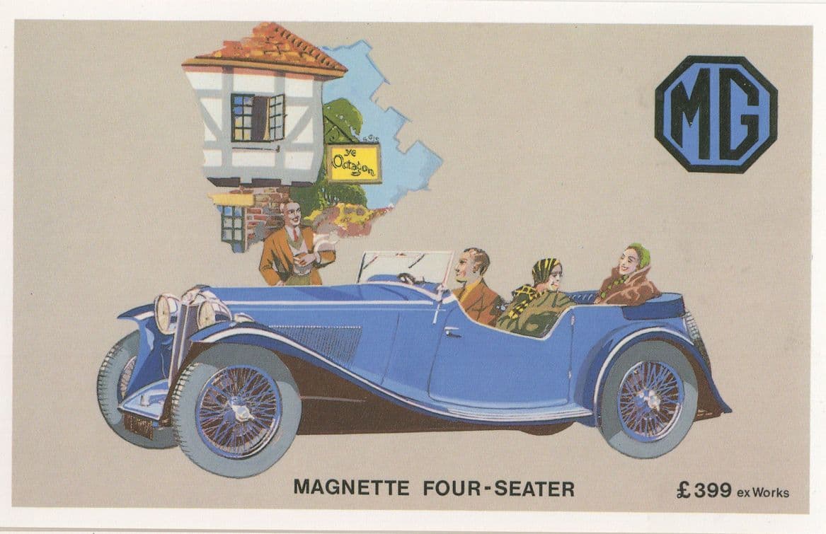 Magnette Open Four Seater MG Classic Car Advertising Postcard