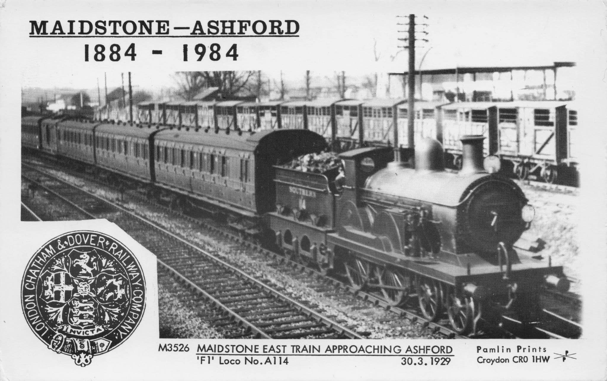 Maidstone Old East Southern Train at Ashford Station Railway Pamlin Prints Postcard