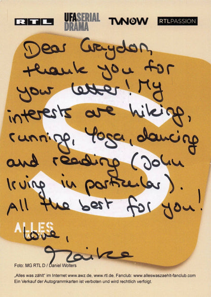 Maike Johanna Reuter Alles Was ZÔøΩhlt Hand Signed Photo & MORE