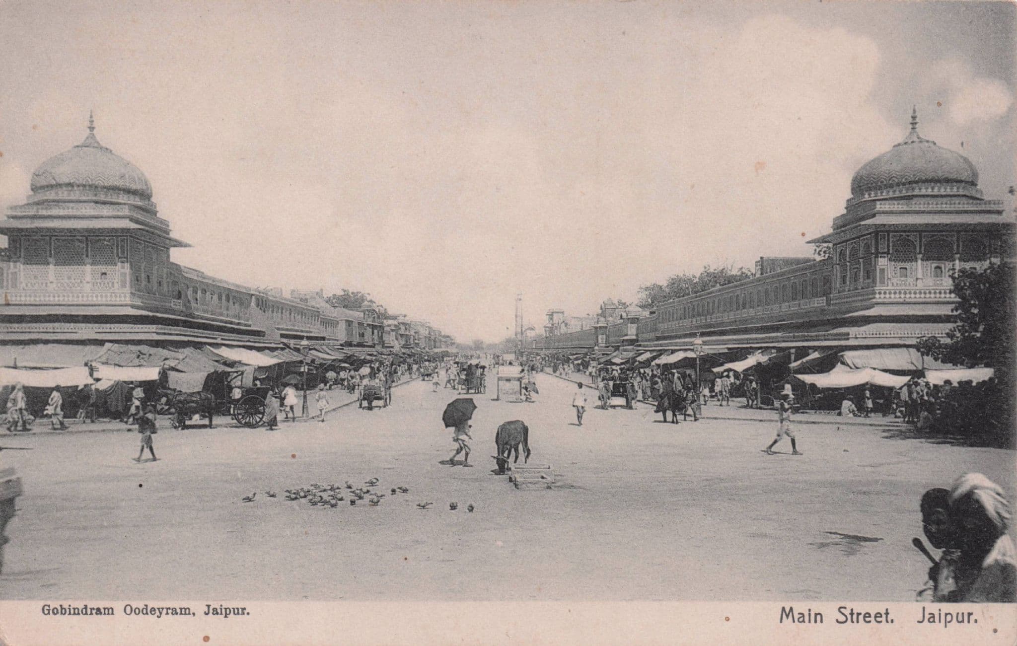 Main Street Gobindram Oodeyram Jaipur India Antique Postcard