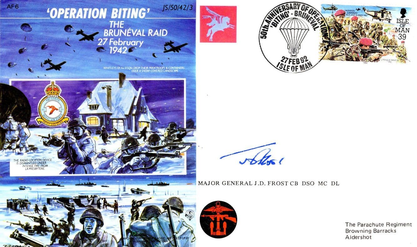 Major John Dutton Frost WW2 Hero Operation Biting Hand Signed FDC