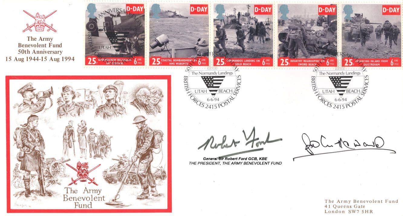 Major John Howard & General Robert Ford WW2 Pegasus Bridge Hand Signed FDC