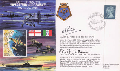 Major O Patch DSO DSC RM AWF Sutton Operation Judgement 2x Hand Signed FDC