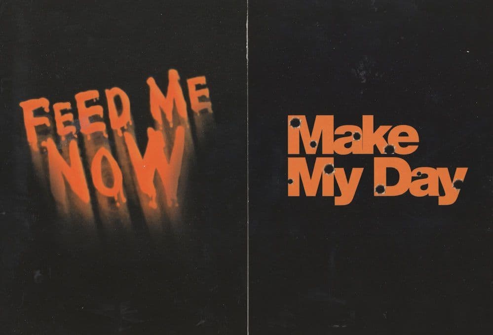 Make My Day Feed Me 2x Orange Telephone Advertising Postcard s