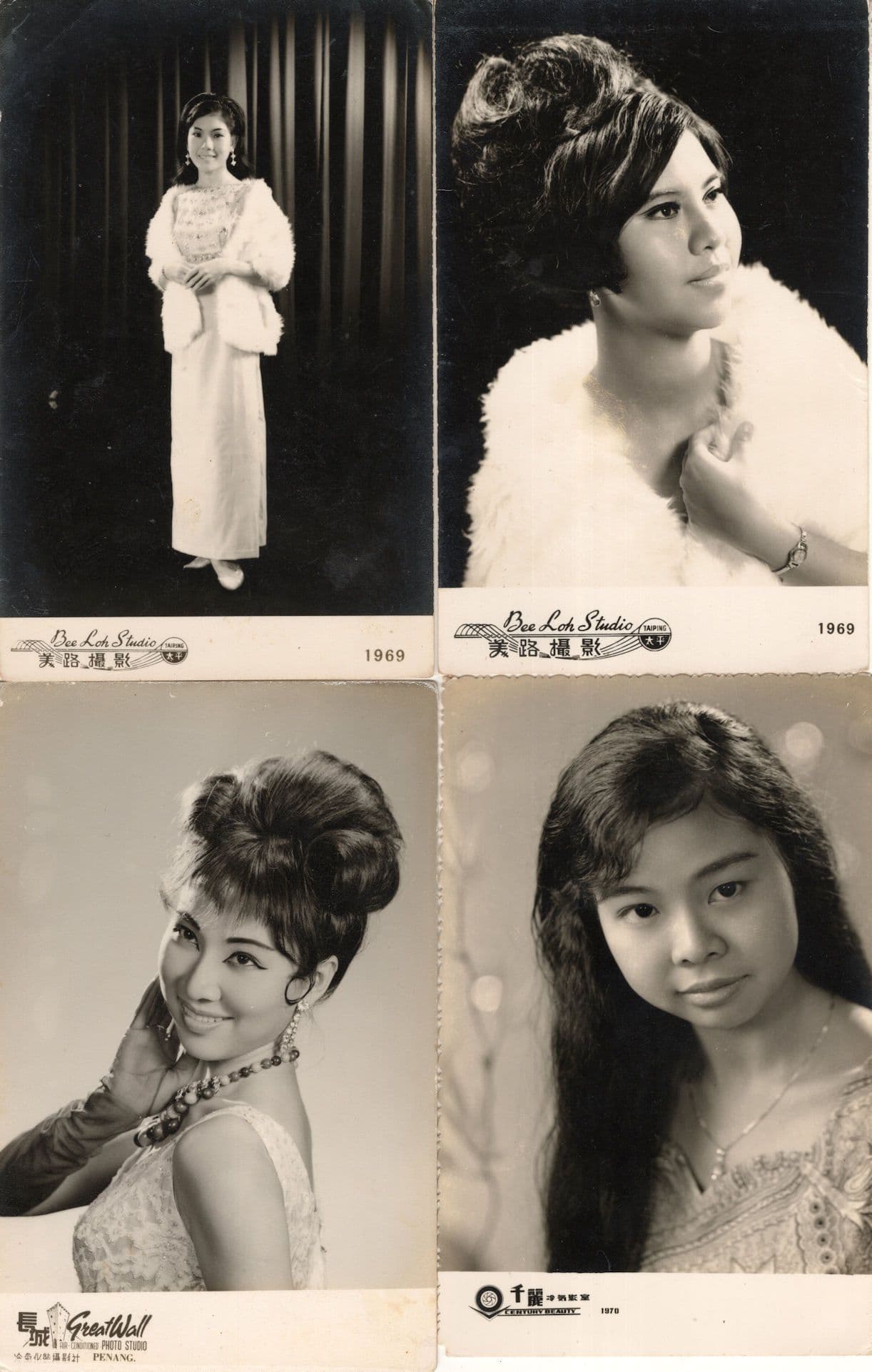 Malaya Studio 4x 1960s Malaysian Asian Glamour Real Photo Plain Back Postcard s