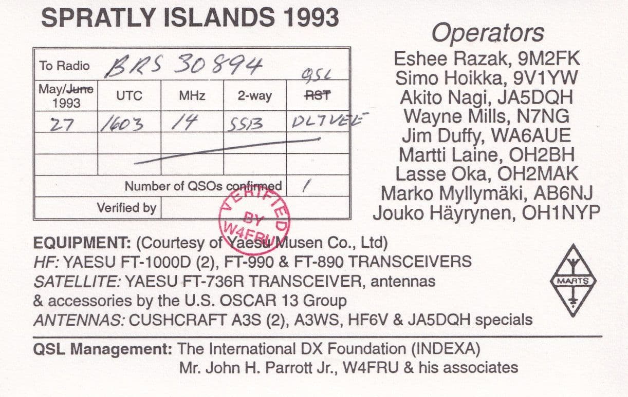Malaysian Spratley Islands QSL Postcard Style Malaysia Nokia Radio Card