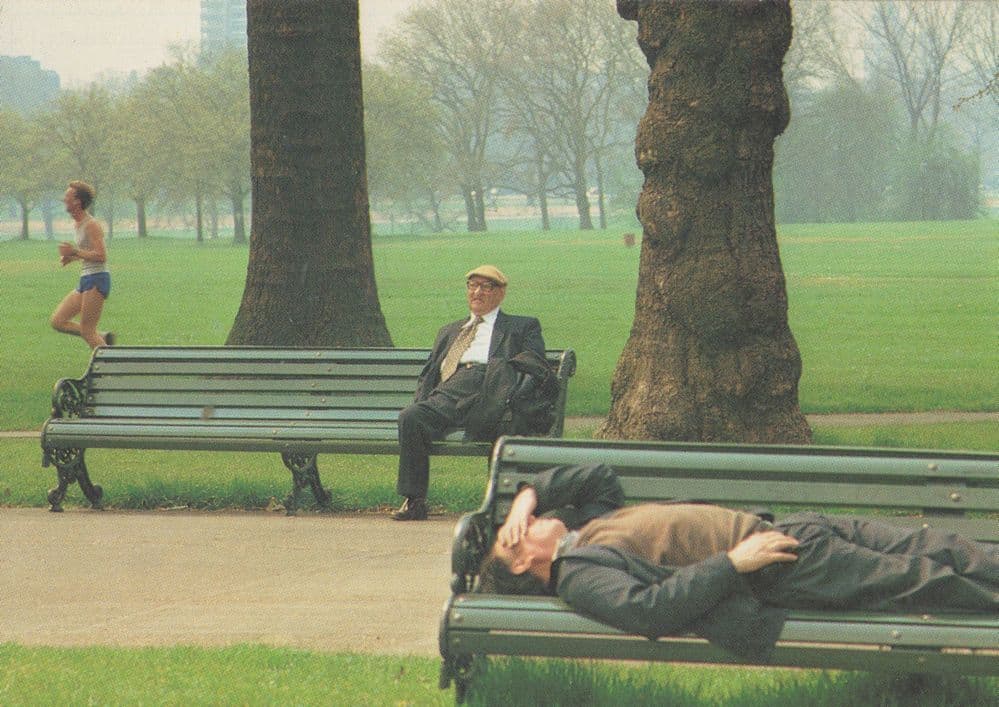 Male Nude Streaker & Tramps In Hyde Park London Comic Postcard