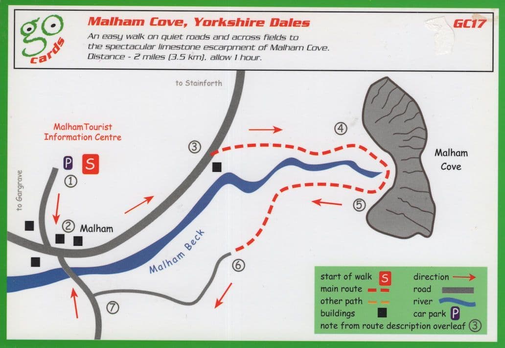 Malham Cove Yorkshire Ramblers Walking Map Card