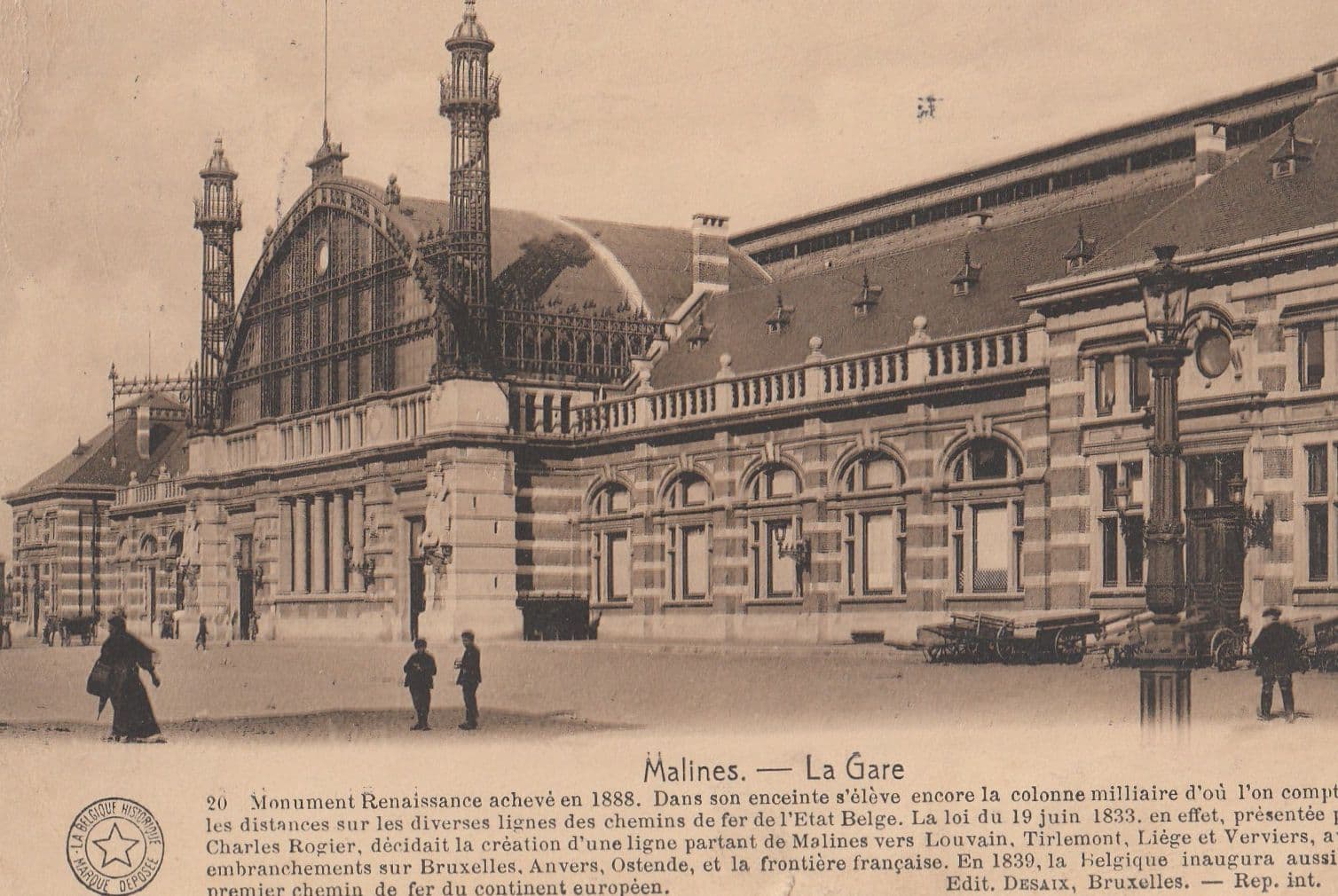 Malines Gare French Train Station & History WW1 Antique Postcard
