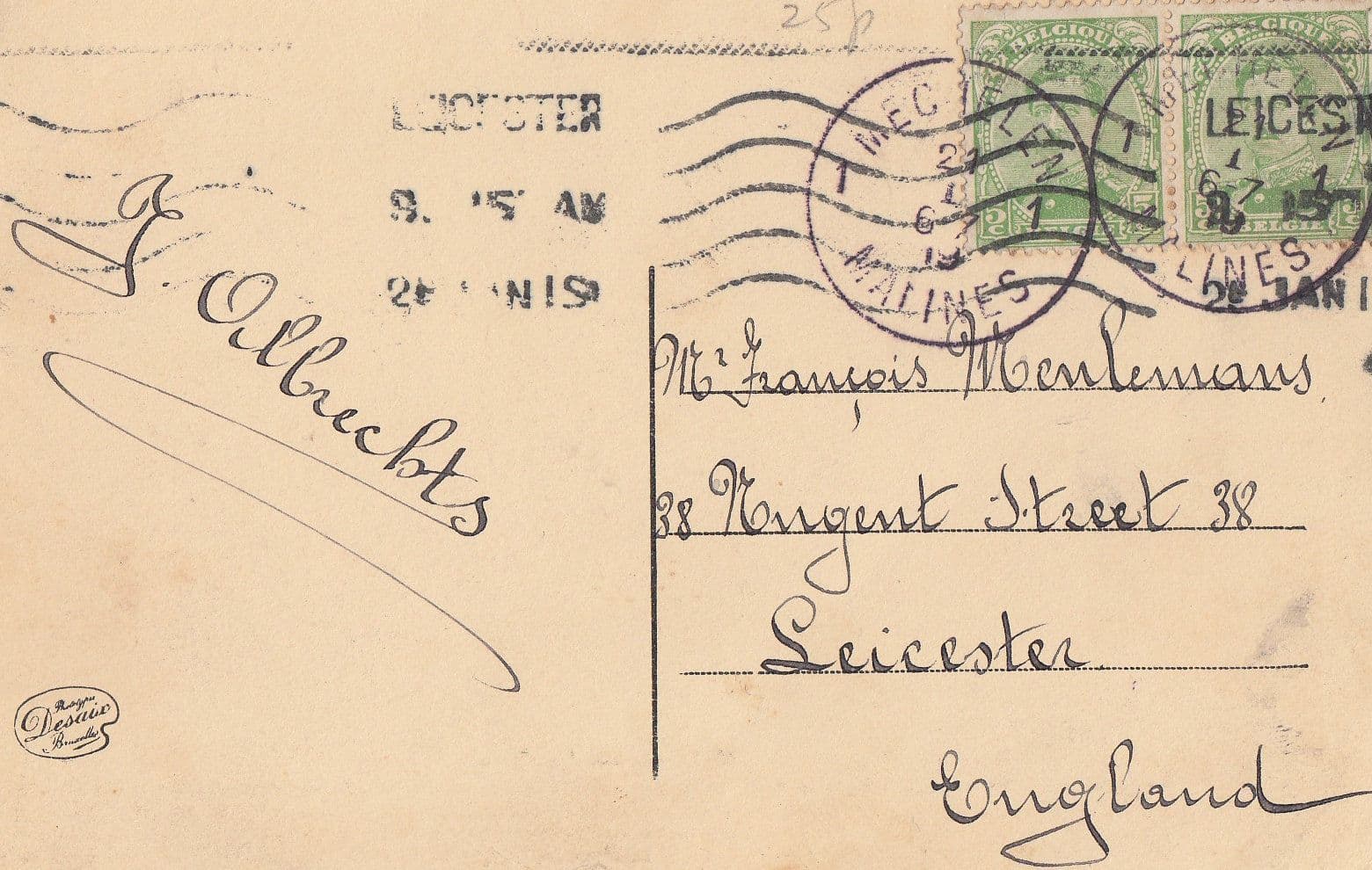 Malines Gare French Train Station & History WW1 Antique Postcard