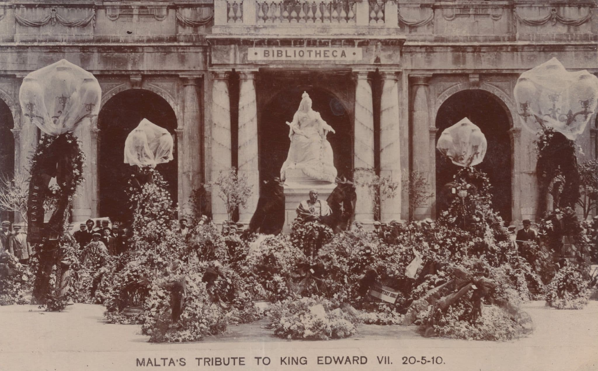 Malta's Tribute To Death Of King Edward VII Rare Old RPC Postcard
