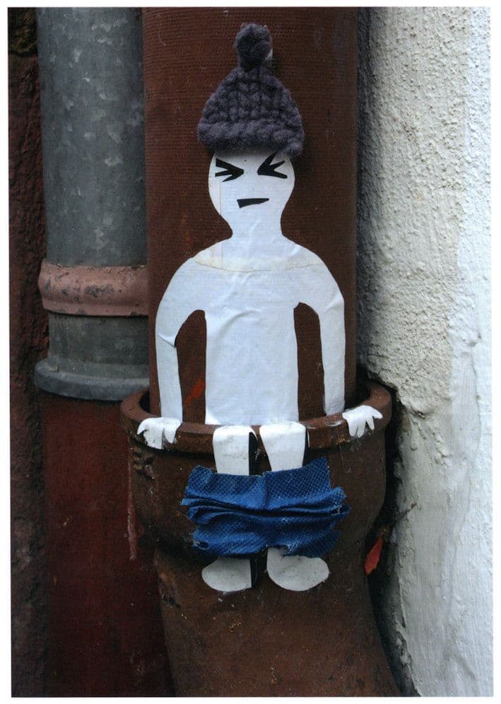 Man Going To Toilet On Potty Diarrhoea Pipe Street Art Graffiti Postcard