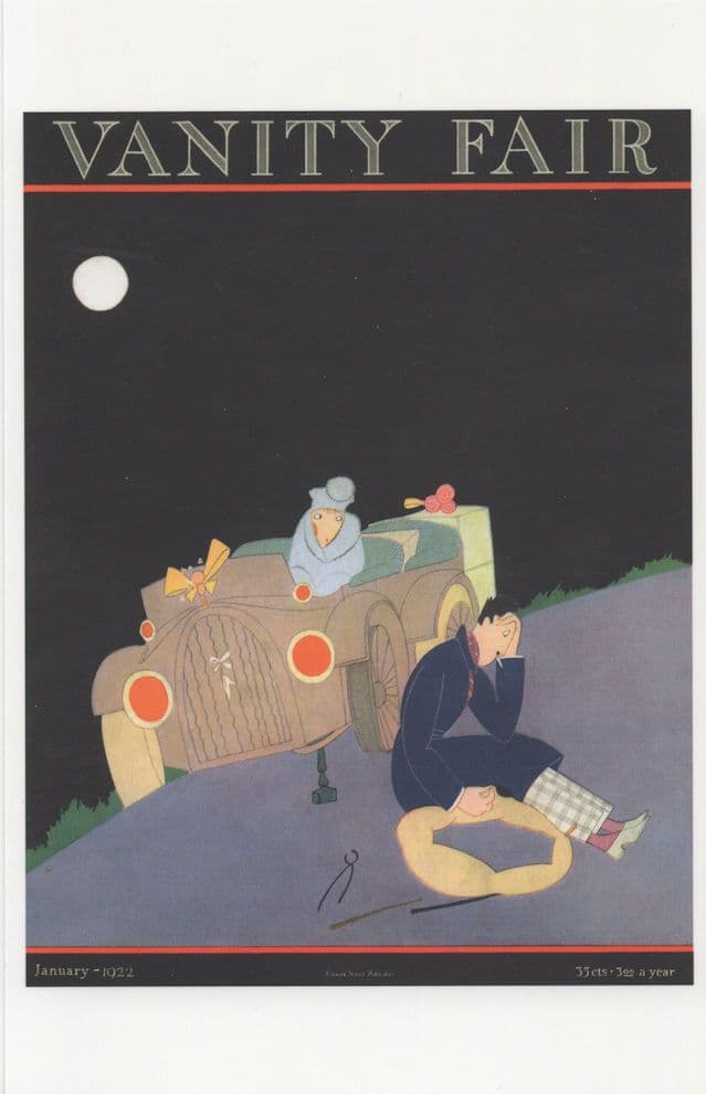 Man In Dressing Gown In Classic Car 1920s Magazine Postcard