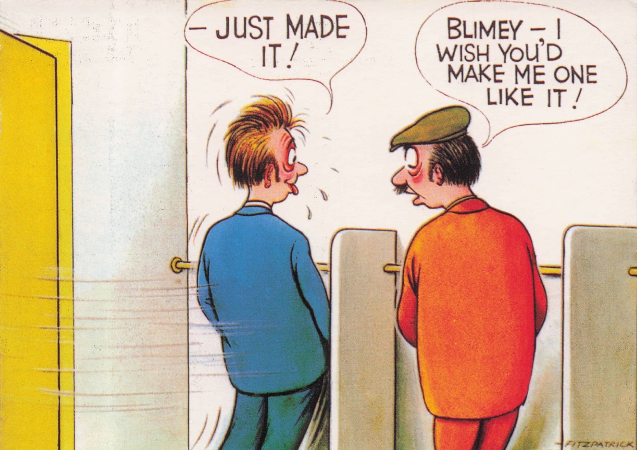 Man In Old Urinals Toilet Just Made Big Penis Bamforth Comic Postcard