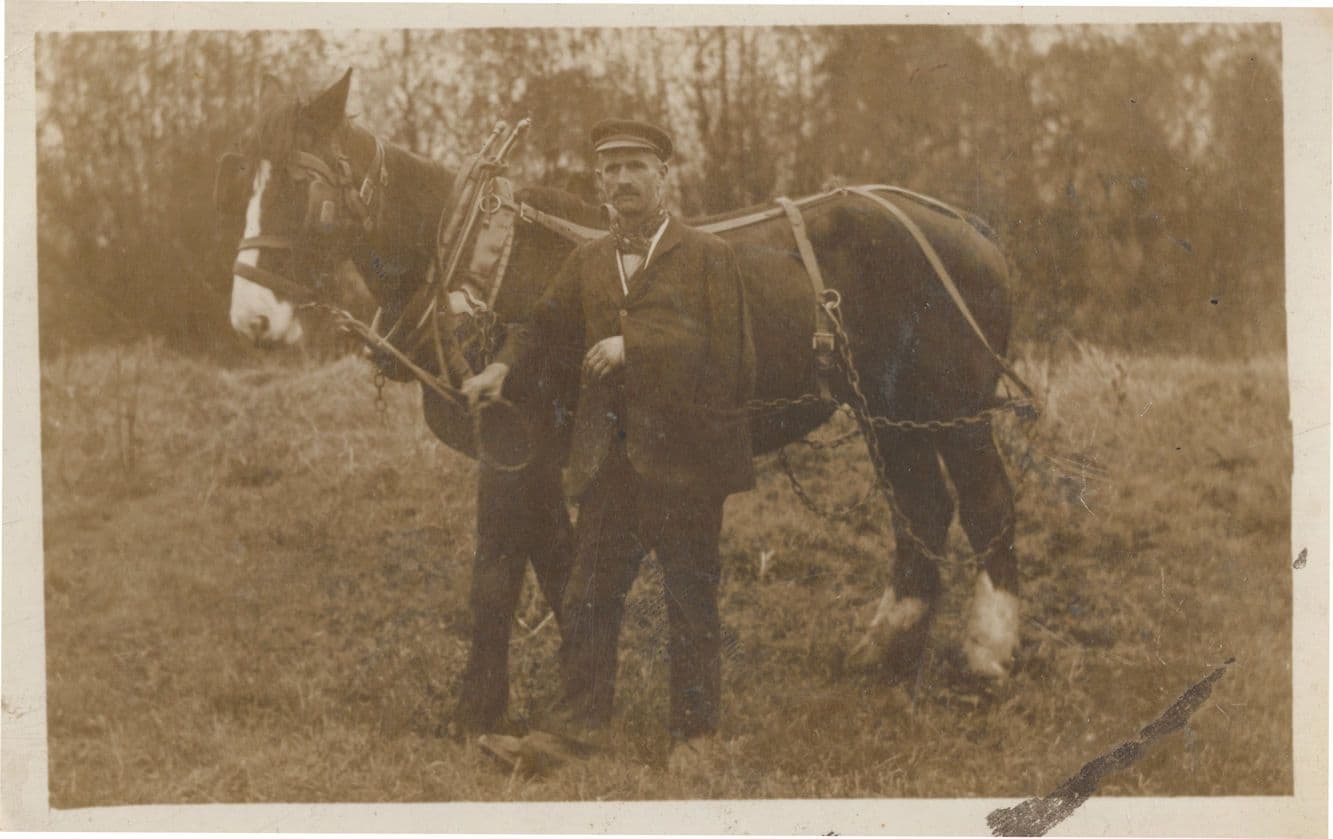 Man In Sling Uniform Hat Horse Witney Oxon Old Photo Postcard