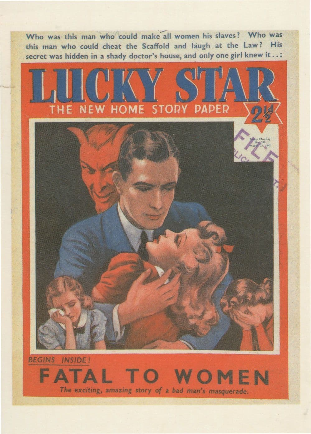 Man Makes Women His Slaves Satan Slavery Comic Book Postcard