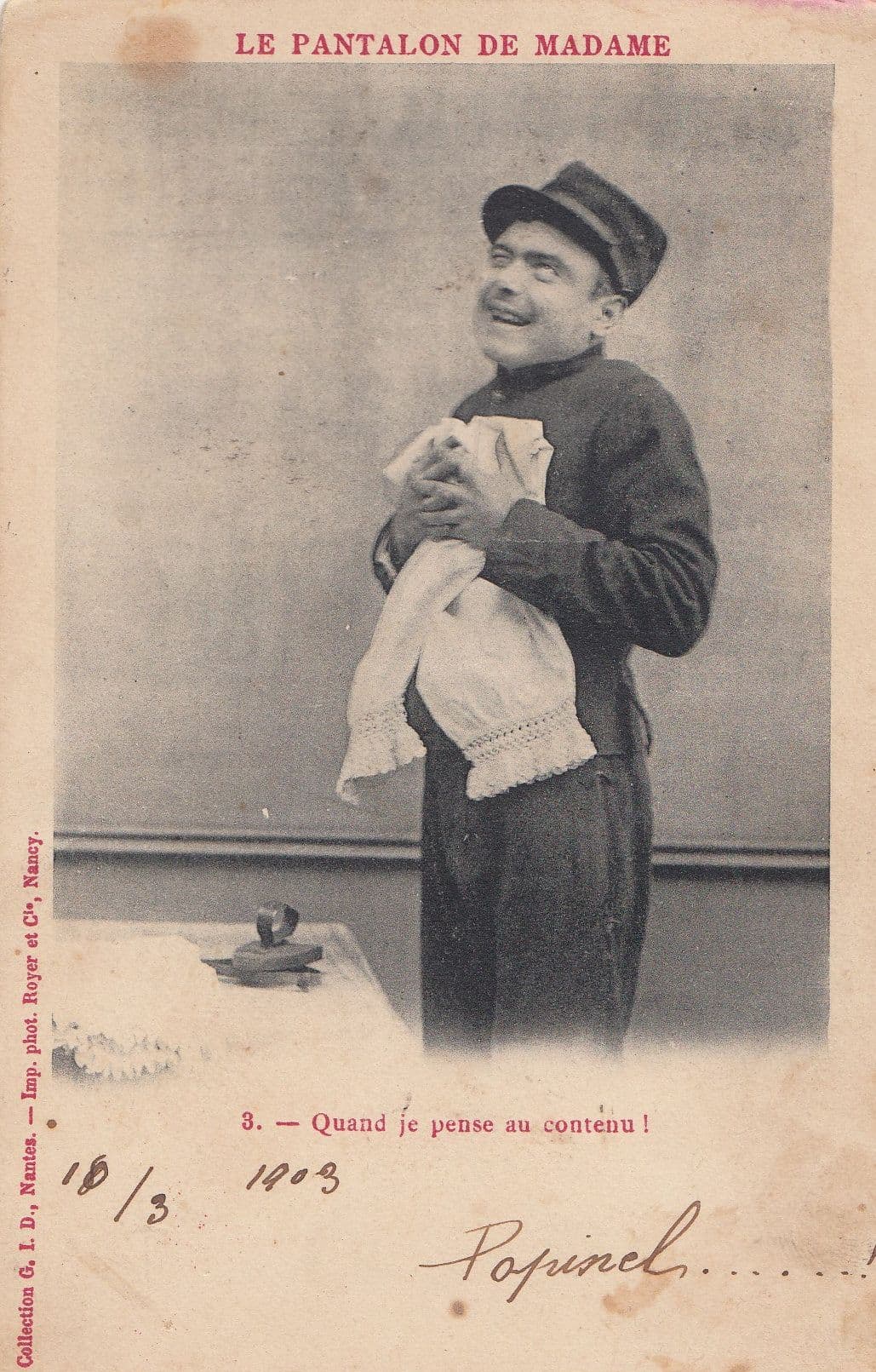 Man Stolen Ladies Underwear Knickers Antique French Comic Postcard