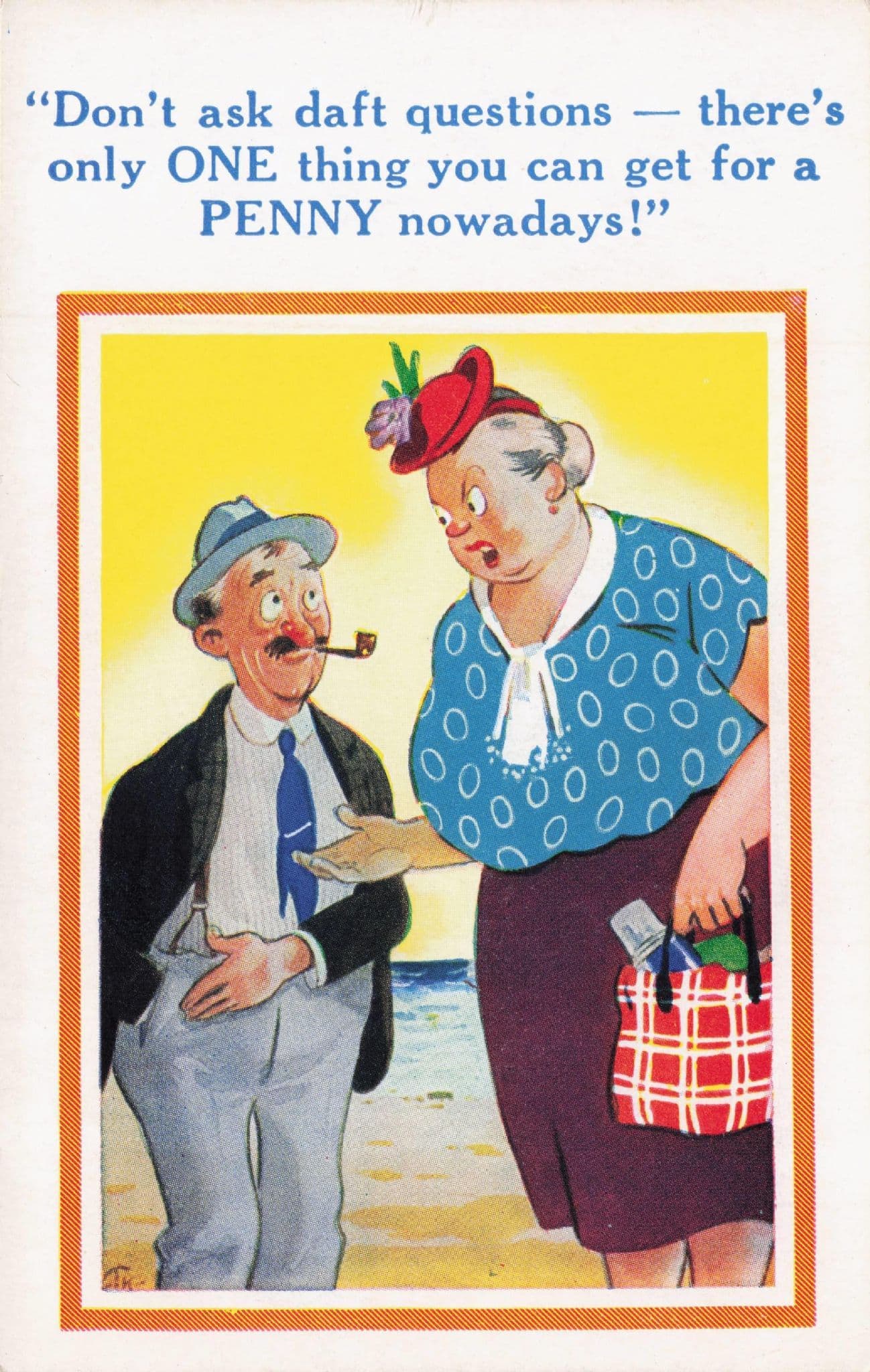 Man Wants A Penny Old Money Coin Paid For Sex Comic Postcard