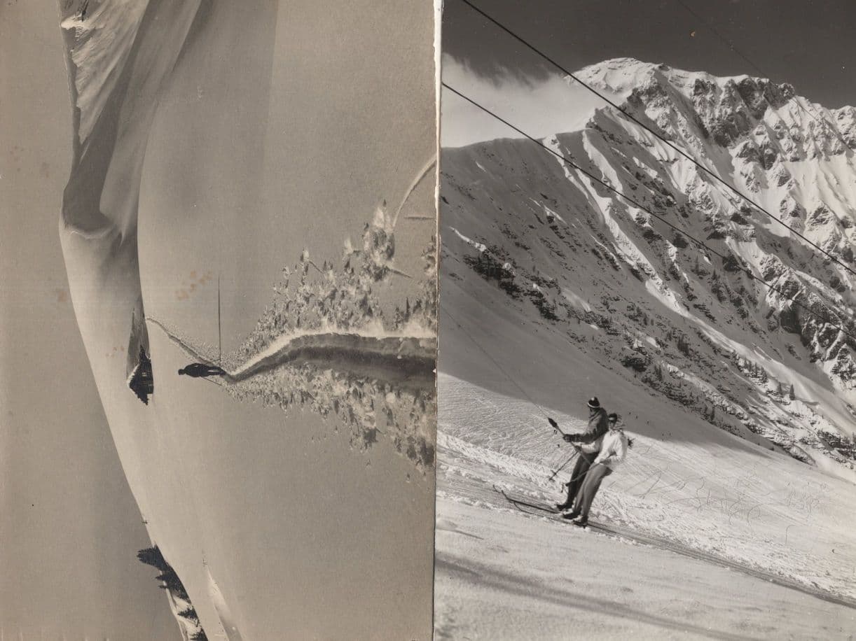 Man & Woman Alpine Skiing At Adelboden Real Photo Switzerland 2x Postcard