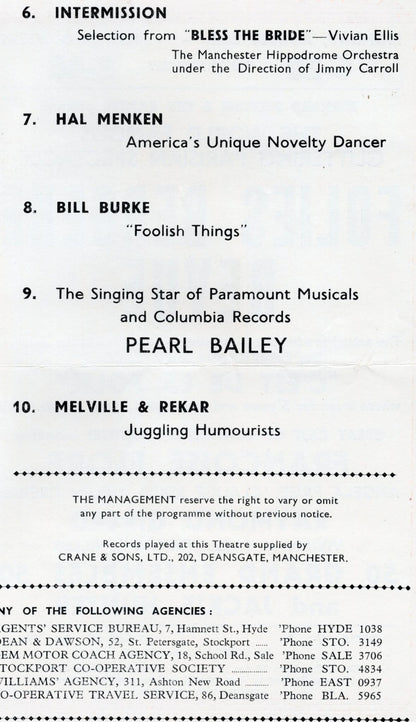 Manchester Hippodrome Pearl Bailey of Hello Dolly Rare Old Theatre Programme