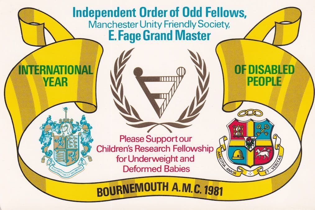 Manchester Order Of Oddfellows 1981 Bournemouth Disabled Postcard