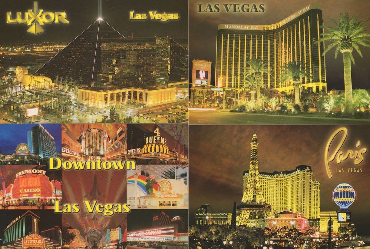 Mandalay Bay Paris Luxor Casino Las Vegas USA 4x Postcard s