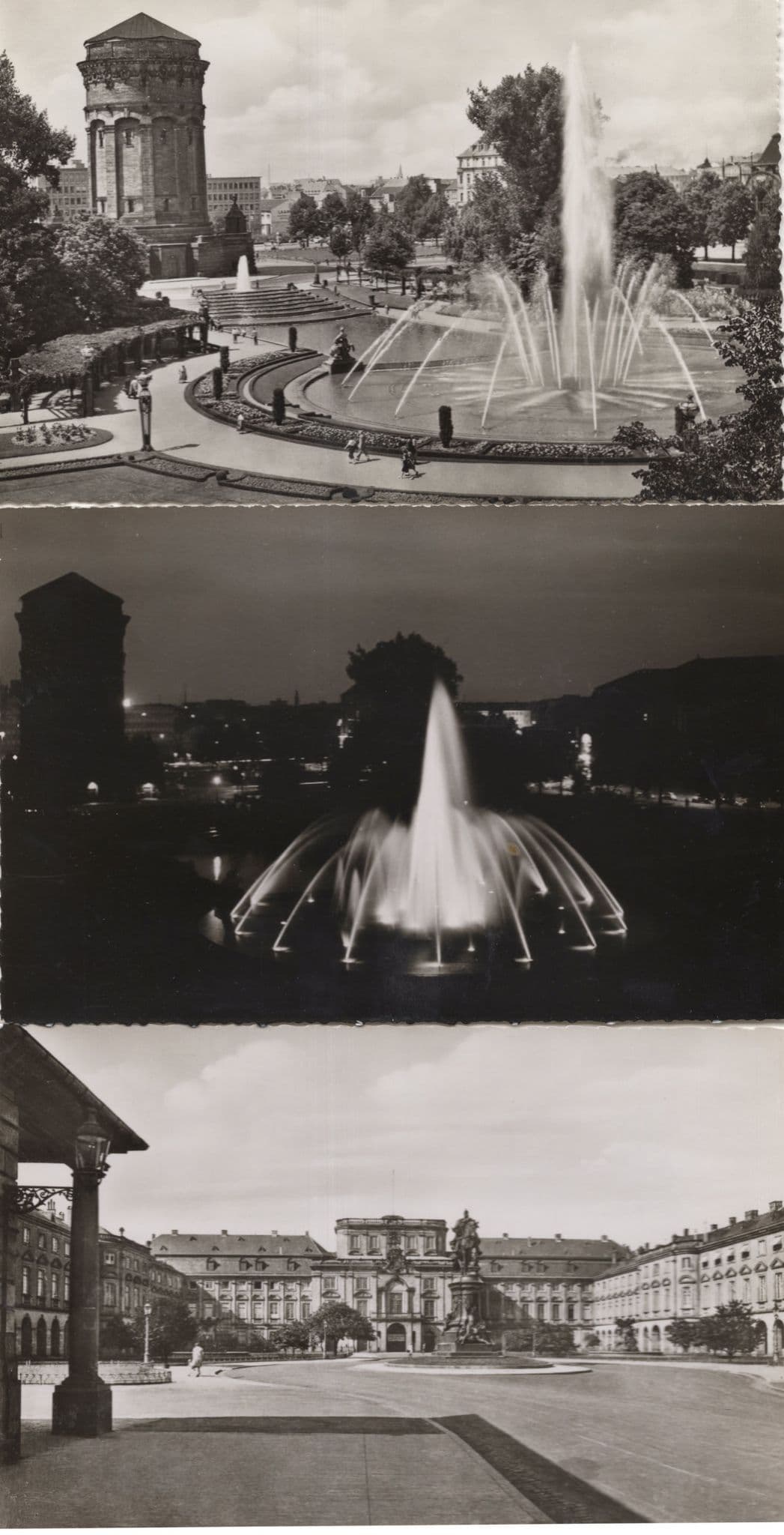 Mannheim Germany Water Games At Night 3x RPC Postcard s