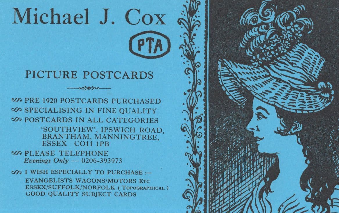Manningtree Essex 1920s Ephemera Dealer 1980s Advertising Postcard
