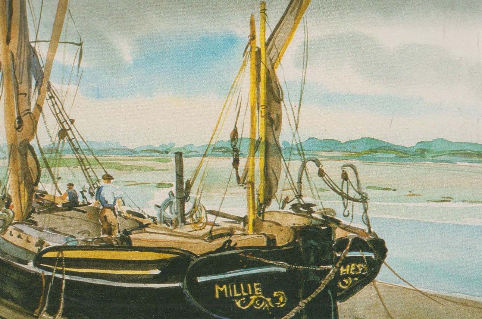 Manningtree Painting Boat Harbour Victorian View Limited Essex Library Postcard